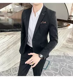 (Blazer + calças) high-end marca formal negócios xadrez terno dos homens noivo vestido de casamento cor sólida palco desempenho smoking S-7XL - Wolf Magazine