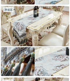Imagem do Toalha De Mesa Floral Bordada, Corredor De Mesa De Luxo Europeu, Placemats De Jantar Jacquard, Corredores De Café Em Casa