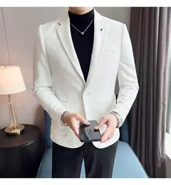 Nova Moda Terno Casaco dos homens Slim Fit Deerskin Veludo Elegante Luxo Blazer Casaco Negócios Casual Casamento Plus Size Terno 4XL-S - comprar online