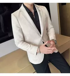 Nova Moda Terno Casaco dos homens Slim Fit Deerskin Veludo Elegante Luxo Blazer Casaco Negócios Casual Casamento Plus Size Terno 4XL-S - loja online