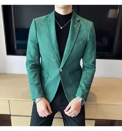 Nova Moda Terno Casaco dos homens Slim Fit Deerskin Veludo Elegante Luxo Blazer Casaco Negócios Casual Casamento Plus Size Terno 4XL-S na internet
