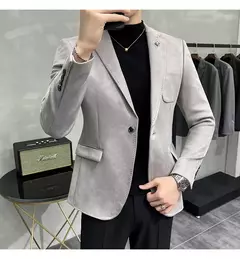 Homens Deerskin Velo Jaqueta Terno Casaco Blazer Negócios dos homens Lazer Slim Fit Marca Moda de Alta Qualidade Único Botão Terno Casaco