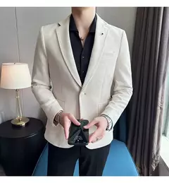 Nova Moda Terno Casaco dos homens Slim Fit Deerskin Veludo Elegante Luxo Blazer Casaco Negócios Casual Casamento Plus Size Terno 4XL-S na internet