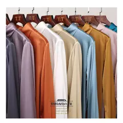 Imagem do Camisa de seda pesada de luxo feminina, manga comprida, 93% seda amoreira, estilo senhora do escritório, viajante, primavera, verão