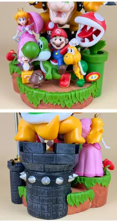 Imagem do Super mario bros família retratos figura super mario bros 27cm anime figuras mario figura de ação encanador estátua modelo brinquedos presente