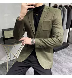 Homens Deerskin Velo Jaqueta Terno Casaco Blazer Negócios dos homens Lazer Slim Fit Marca Moda de Alta Qualidade Único Botão Terno Casaco - loja online
