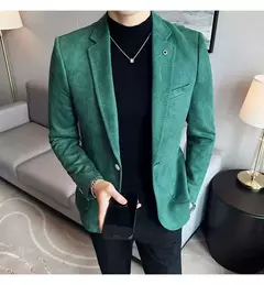 Nova Moda Terno Casaco dos homens Slim Fit Deerskin Veludo Elegante Luxo Blazer Casaco Negócios Casual Casamento Plus Size Terno 4XL-S - comprar online