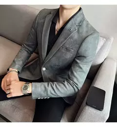 Nova Moda Terno Casaco dos homens Slim Fit Deerskin Veludo Elegante Luxo Blazer Casaco Negócios Casual Casamento Plus Size Terno 4XL-S - comprar online