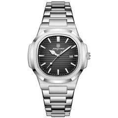 Poedagar-Relógio Quartz Masculino de Luxo, Relógio de Negócios Impermeável, Relógio Masculino, Data Luminosa, Aço Inoxidável, Quadrado, Novo, 2022 na internet