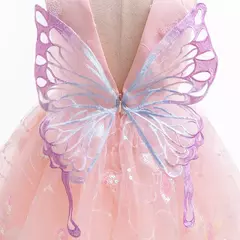 Lzh-vestido de princesa com asa borboleta lantejoulas e bandana para meninas de 0 a 5 anos, 2 partes
