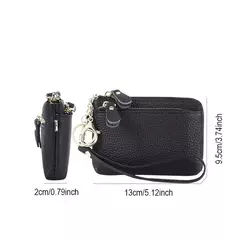 Royal Bagger-carteira curta para mulheres, couro genuíno de vaca, bolsa de embreagem fofa, porta-moedas com zíper, porta-cartão com chaveiro, na moda