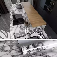 Papel de parede autoadesivo de mármore, Oil Proof, Adesivos em rolos para cozinha, Impermeável, Papel de contato para parede do banheiro - loja online
