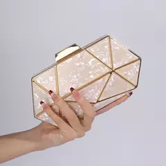 Imagem do Saco De Noite De Diamante De Metal Acrílico Para Mulheres, Bolsa De Ombro De Corrente, Bolsa Crossbody, Bolsa De Designer De Luxo, Embreagem De Festa, Sacos De Jantar, Novo