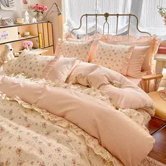 Coreano Lace Bedding Set, 100% Algodão Duvet Cover Set, Soft Capa Confortável sem Núcleo, 1 * Capa de Edredão + 2 Fronha, 3PCs - Wolf Magazine