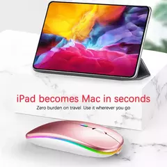 Mouse sem fio Bluetooth para Tablet e telefone, Ratos de retroiluminação RGB recarregáveis para iPad, PC, Laptop, 2.4GHz USB - comprar online