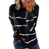 Túnica casual listrada de manga comprida com gola O para mulheres, camisa de algodão solta, tops e blusas, plus size, roupas femininas, primavera, 2023
