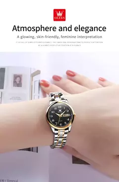 OLEVS-Relógio Quartzo de Luxo Feminino, Elegante, Aço Inoxidável, Luminoso, Impermeável, Data Semana, Vestido Feminino Relógio de Pulso - loja online