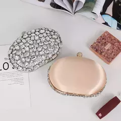 Sacos luxuosos de cristal prata e diamante para mulheres, festa de aniversário, bolsa de casamento, embreagem boutique nupcial, rosa, dourado