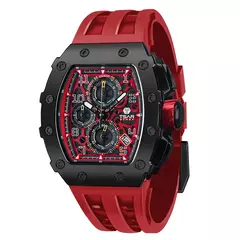 Tsar bomba tonneau relógios masculinos cristal de safira relógio de pulso vermelho à prova dwaterproof água cronógrafo data luxo presente natal para homem - loja online
