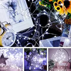 USB LED Copper Silver Wire String Lights, Luzes de fadas impermeáveis, Guirlanda Luz, Natal, Festa de casamento, Decorativo, 5m, 10m, 20m - comprar online