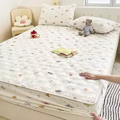 Capa de cama acolchoada estilo floral colcha colchão elástico protertor engrossar roupa de cama rsilençóis para casa (sem fronha)