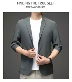 Blazer casual fino de seda gelo masculino, roupa masculina, manga comprida, tamanho grande, blazers sólidos finos, protetor solar, moda verão, primavera - comprar online