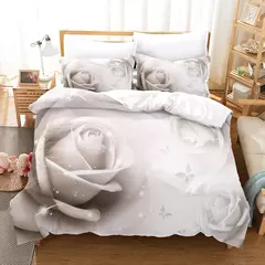 Rosas vermelhas conjunto capa de edredão rainha tamanho rei completa 3d conjuntos cama flor fronha colcha roupa única cama dupla 220x240 200x200 - comprar online