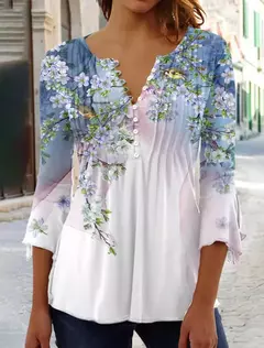 Camisa solta de mangas compridas feminina, blusa casual, elegante, temperamento, feriado, mulheres - Wolf Magazine