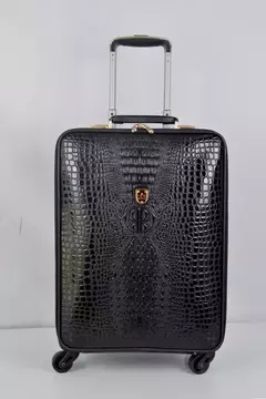 Crocodilo Padrão Couro Rolando Bagagem, Embarque Trolley Mala, Bagagem de Viagem Real para Homens e Mulheres, 16 20 24 Polegada