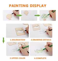 Imagem do Estênceis de pintura de madeira para crianças, Brinquedos Montessori, Brinquedos de desenho, Aprendizagem Educacional, Presente Infantil, DIY, 20pcs