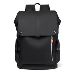 Imagem do Alta Qualidade PU Couro Waterproof Men's Laptop Mochila Grande Computador Mochila para Negócios Urban Man Mochila Carregamento USB