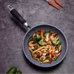 Frigideira Antiaderente de Pedra Durável, Frigideira de Caldeirão, Panelas de Fogão de Indução, Ovo Panqueca, Fogão a Gás, Home Wok, 28 cm, 26 cm, 24 cm, 20cm
