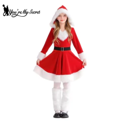 [Você é meu segredo] vestido infantil de dia de natal, 3-8 anos, cosplay, vermelho, papai noel, princesa, vestido de festa, roupas externas - comprar online