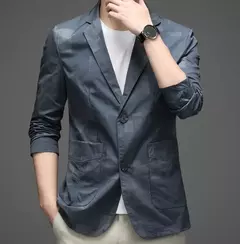 Blazers e roupas de peito único para homens, jaqueta grande, casacos casuais, roupas da moda, plus size, azul, nova primavera - Wolf Magazine