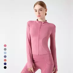 Camisas de ioga de manga comprida para mulheres, top esportivo, fitness, ginásio, roupas esportivas, push up, corrida, roupas de manga cheia, sutiã, 2024 - loja online