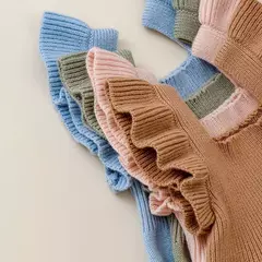 Romper de manga plissada para bebês recém-nascidos, macacão de colarinho quadrado, roupas fofas de criança monocromáticas, outono na internet