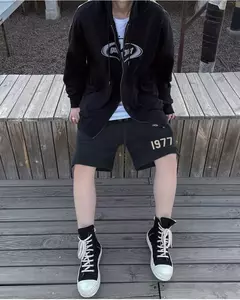 Shorts esportivos masculinos casuais de algodão, streetwear hip-hop, corredor solto, moletom masculino de ginástica, bottoms de corrida, verão