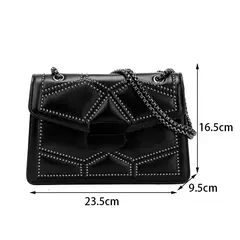 Yogodlns-Vintage Rivet Cadeia Pequenas Bolsas de Ombro para Mulheres, Flap PU Leather, Fashion Square Crossbody Bag, Designer Handbag - comprar online