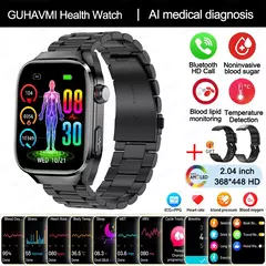 Imagem do Micro exame físico de grau médico relógio inteligente para homens, ECG, PPG, glicose no sangue, freqüência cardíaca, pressão arterial, relógios de saúde, novo, 2024