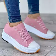 Sapatilhas femininas com renda casual, calçados esportivos de plataforma, tênis feminino, plus size 43, nova moda, verão, 2022 - loja online