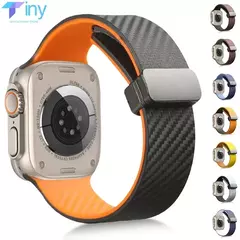 Pulseira de fibra de carbono para Apple Watch, Ultra 2 bandas, pulseira magnética de silicone, 49mm, 44mm, 45mm, 41mm, 40mm, iWatch Series 9, 8, 7, 6, SE, 5, 4 - comprar online