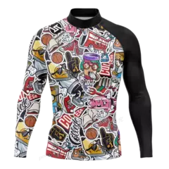 Camisas de manga comprida masculina, tecido Lycra, proteção UV, Rashguard, pro na internet