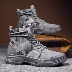 Botas masculinas casuais ao ar livre botas de deserto outono moda camuflagem rendas sapatos de plataforma homem botas masculinas zapatos hombre - comprar online