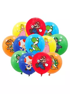 12 pçs super mary série balão mario bros luigi yoshi anime figuras balão brinquedos decoração partys suprimentos crianças presentes - comprar online
