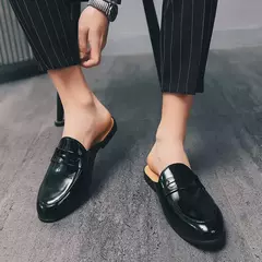 Nova Chegada All-match Muller Sapatos Homens Moda De Couro Metade Chinelo Homens Verão Mocassins Flats Chinelos para Sapatos Dos Homens Ao Ar Livre