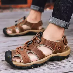 2024 sapatos masculinos de couro verão novo tamanho grande sandálias masculinas sandálias de moda chinelos tamanho grande 38-47 ? - loja online