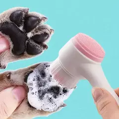 1 peça-limpador de patas de animais de estimação de silicone e escova de massagem-ferramenta de limpeza de cães de dupla face para casacos e garras saudáveis - loja online