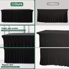 Tampas De Mesa Com Saia, Saias De Mesa Retangular, Tampas De Mesa De Poliéster, Toalha De Mesa Preta, Tampa De Mesa Do Spandex, 6 pés, 6 pés - comprar online