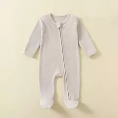 Macacão infantil de zíper de manga comprida, pijama sólido, algodão orgânico, sleepsuits waffle, macacão meninos e meninas, 100% algodão na internet