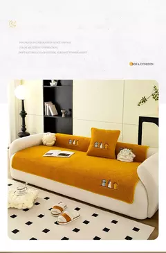 Imagem do Non-Slip Cordeiro Plush Sofá Capa de Almofada, Tampa De Couro Universal, Grosso Reclinável, Pano Quente, Sala De Estar, Inverno